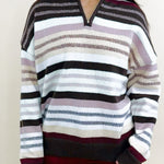 Cocoa Stripe Quarter Zip Sweater - Jessi Jayne Boutique
