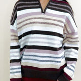 Cocoa Stripe Quarter Zip Sweater - Jessi Jayne Boutique