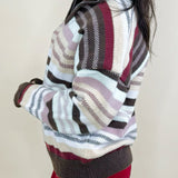 Cocoa Stripe Quarter Zip Sweater - Jessi Jayne Boutique