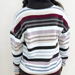 Cocoa Stripe Quarter Zip Sweater - Jessi Jayne Boutique