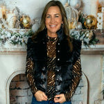 Midnight Sparkle Ruffle Puffer Vest - Jessi Jayne Boutique