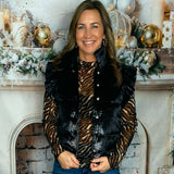 Midnight Sparkle Ruffle Puffer Vest - Jessi Jayne Boutique