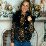 Midnight Sparkle Ruffle Puffer Vest - Jessi Jayne Boutique