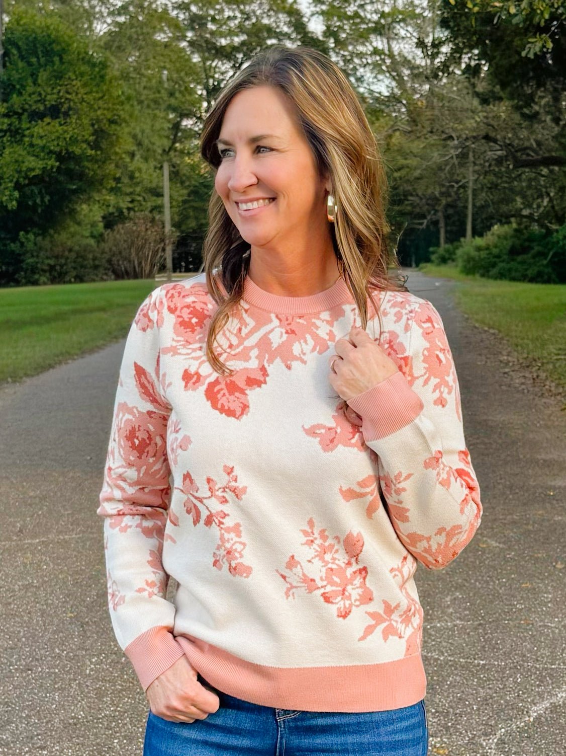 Blush Bloom Crewneck Sweater - Jessi Jayne Boutique