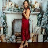 Wine All Night Pleated Asymmetrical Dress - Jessi Jayne Boutique