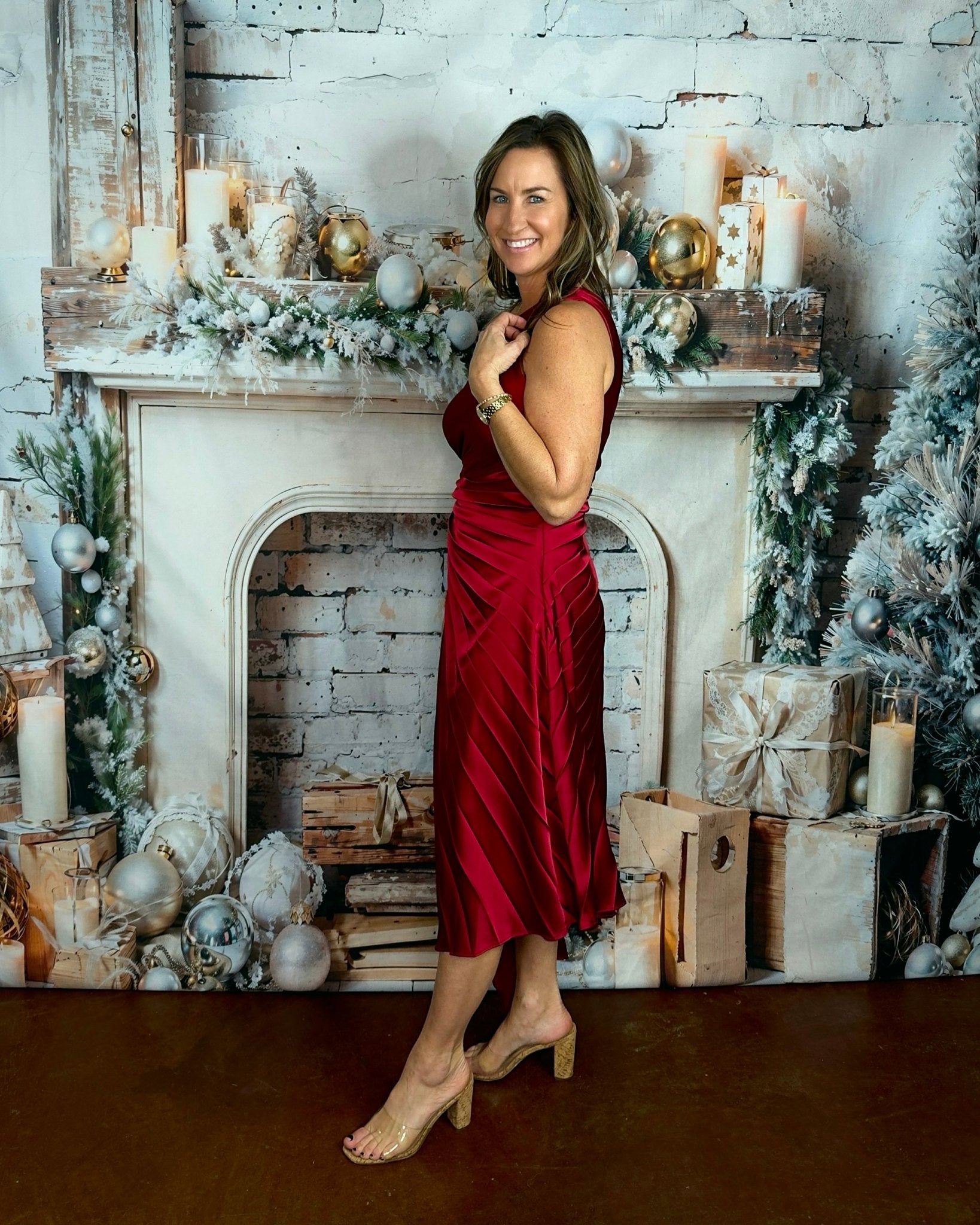 Wine All Night Pleated Asymmetrical Dress - Jessi Jayne Boutique