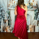 Wine All Night Pleated Asymmetrical Dress - Jessi Jayne Boutique