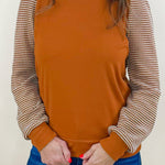 Cinnamon Check Contrast Top - Jessi Jayne Boutique