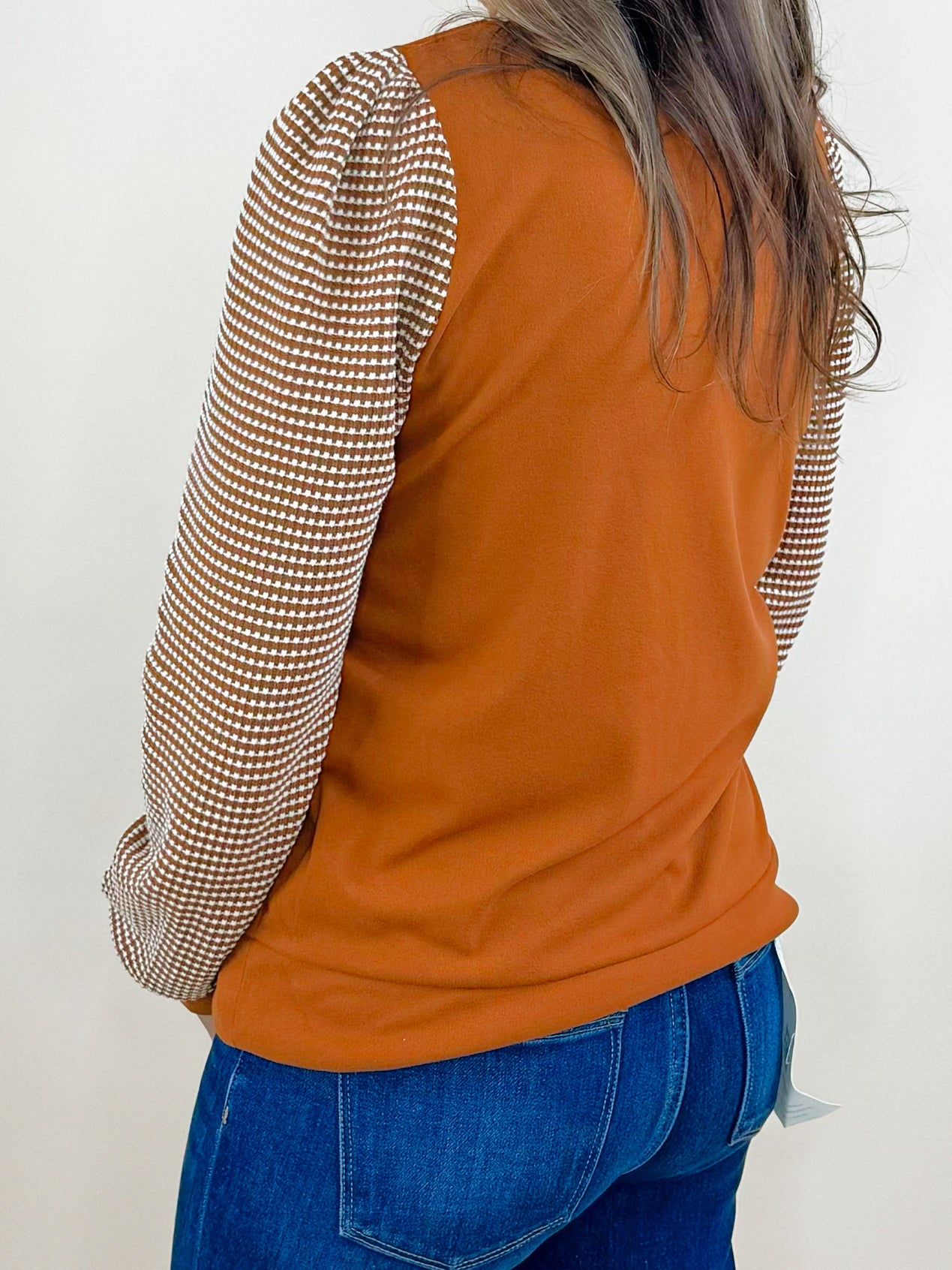 Cinnamon Check Contrast Top - Jessi Jayne Boutique