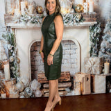 Lively Love Forest Green Leather Midi Dress - Jessi Jayne Boutique