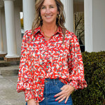 Spiced Ember Button Blouse - Jessi Jayne Boutique