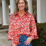 Spiced Ember Button Blouse - Jessi Jayne Boutique