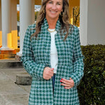 Emerald Grid Collared Tweed Jacket - Jessi Jayne Boutique