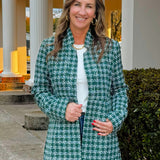 Emerald Grid Collared Tweed Jacket - Jessi Jayne Boutique