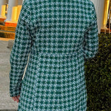 Emerald Grid Collared Tweed Jacket - Jessi Jayne Boutique
