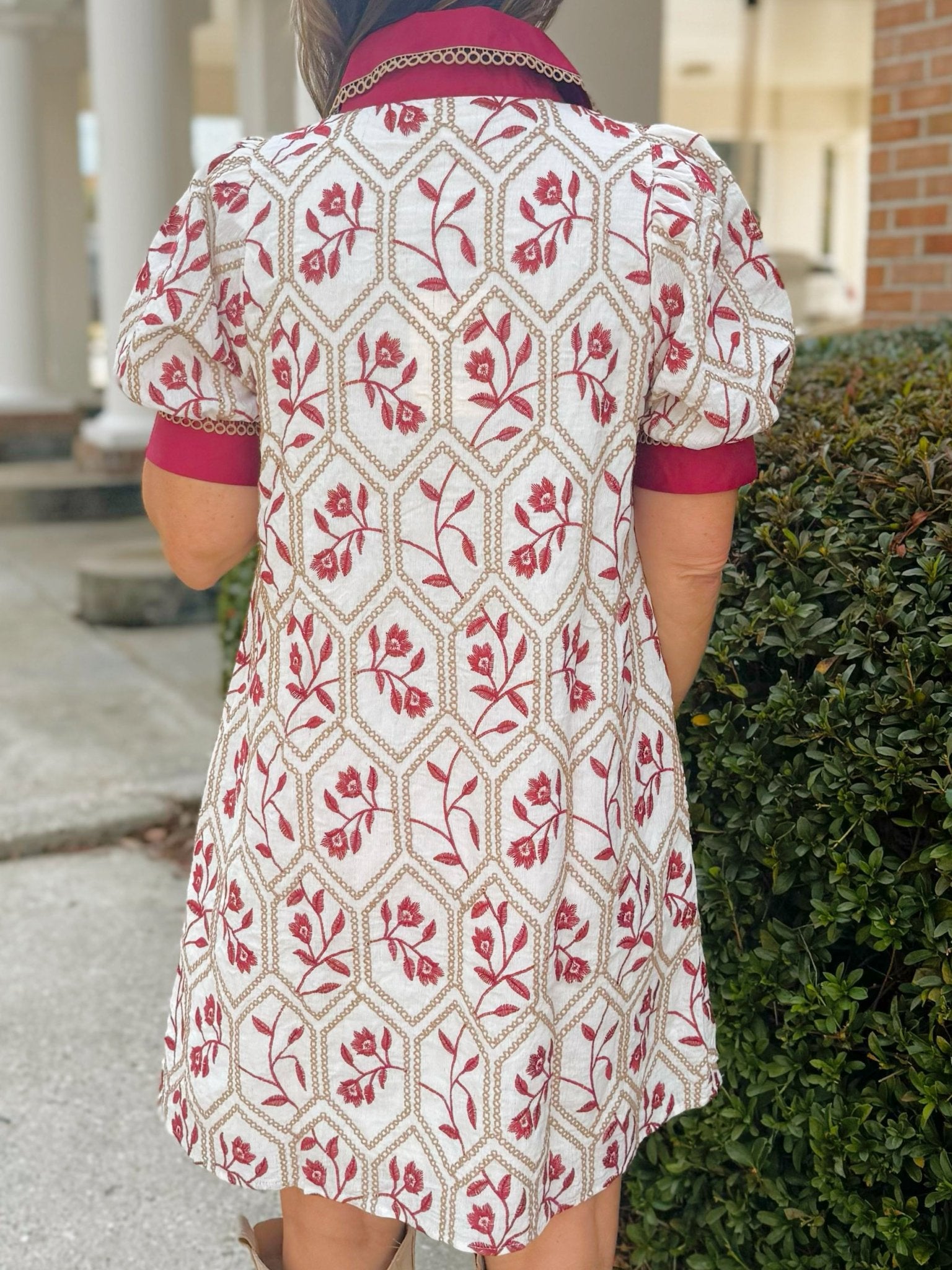 Crimson Garden Embroidered Mini Dress - Jessi Jayne Boutique