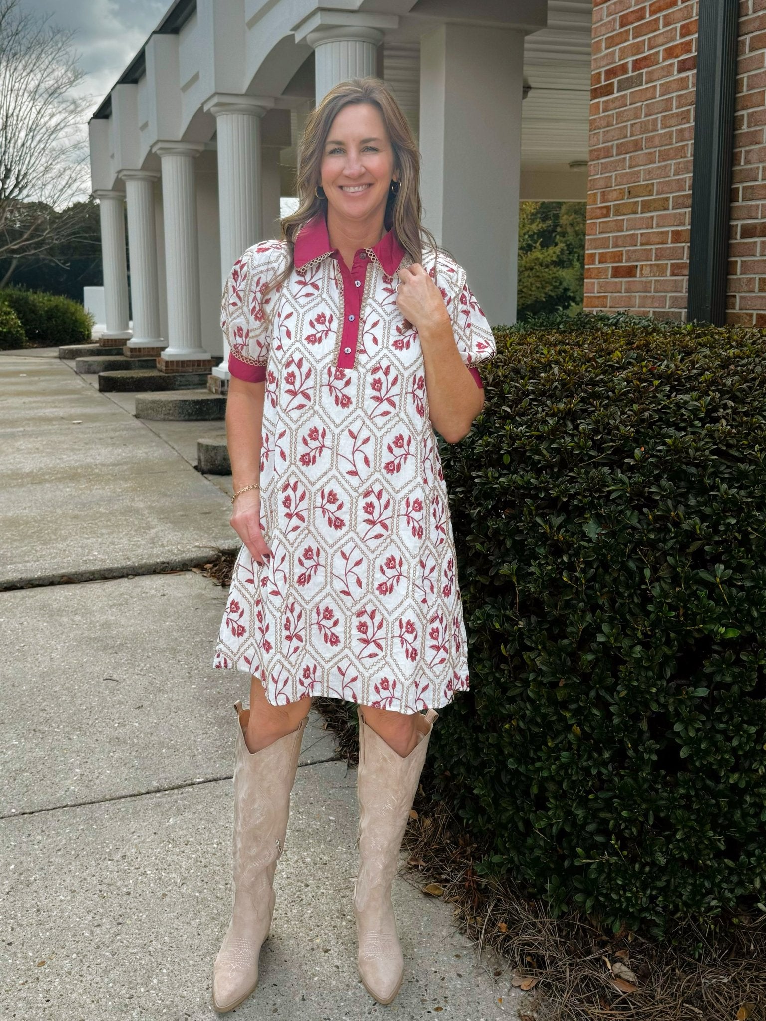 Crimson Garden Embroidered Mini Dress - Jessi Jayne Boutique