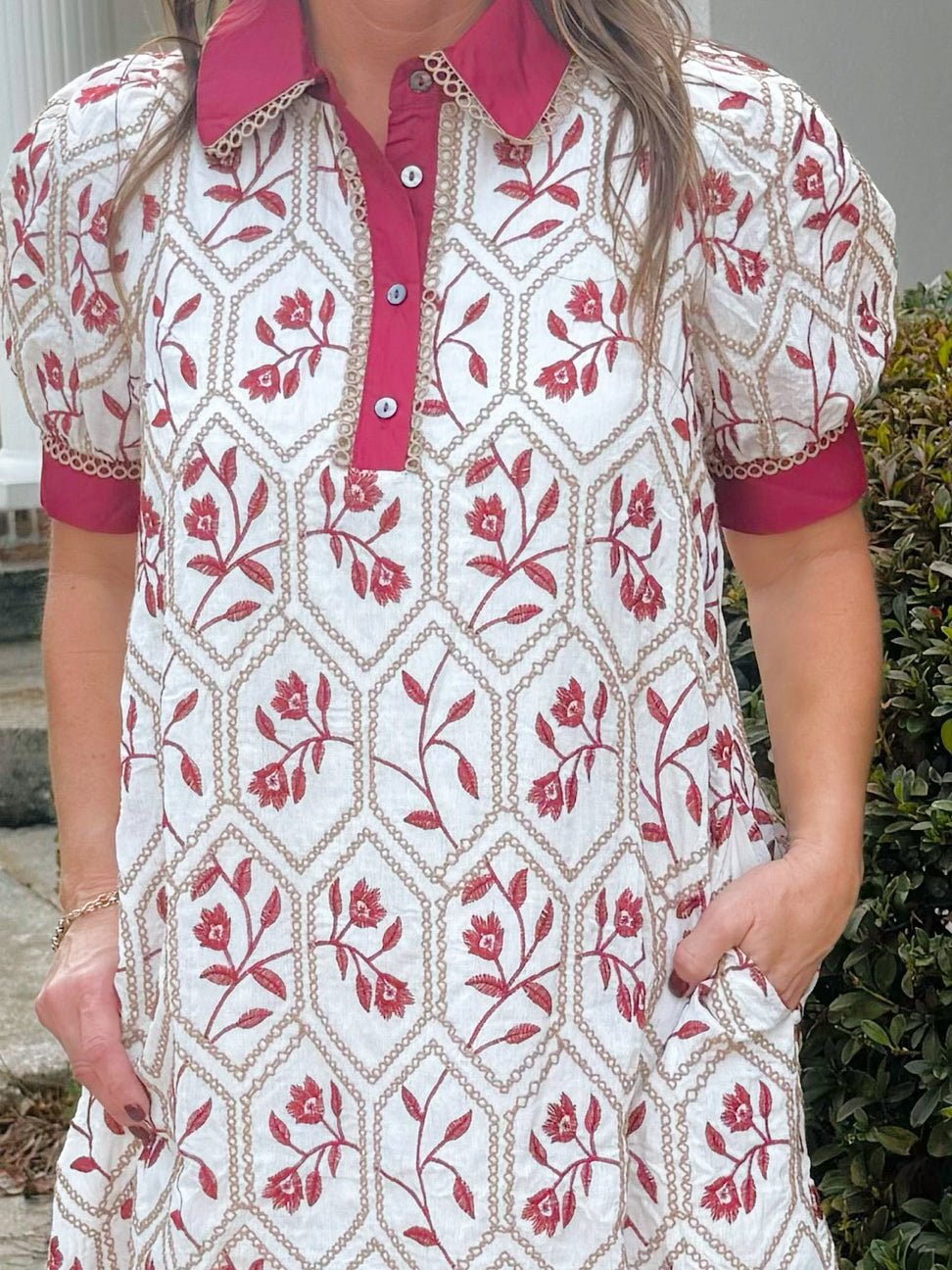 Crimson Garden Embroidered Mini Dress - Jessi Jayne Boutique