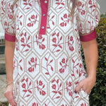 Crimson Garden Embroidered Mini Dress - Jessi Jayne Boutique