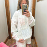 Sunkissed Coconut Quilted Pastel Floral Mockneck Top - Jessi Jayne Boutique