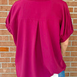 Burgundy Luxe Split Collar Top - Jessi Jayne Boutique