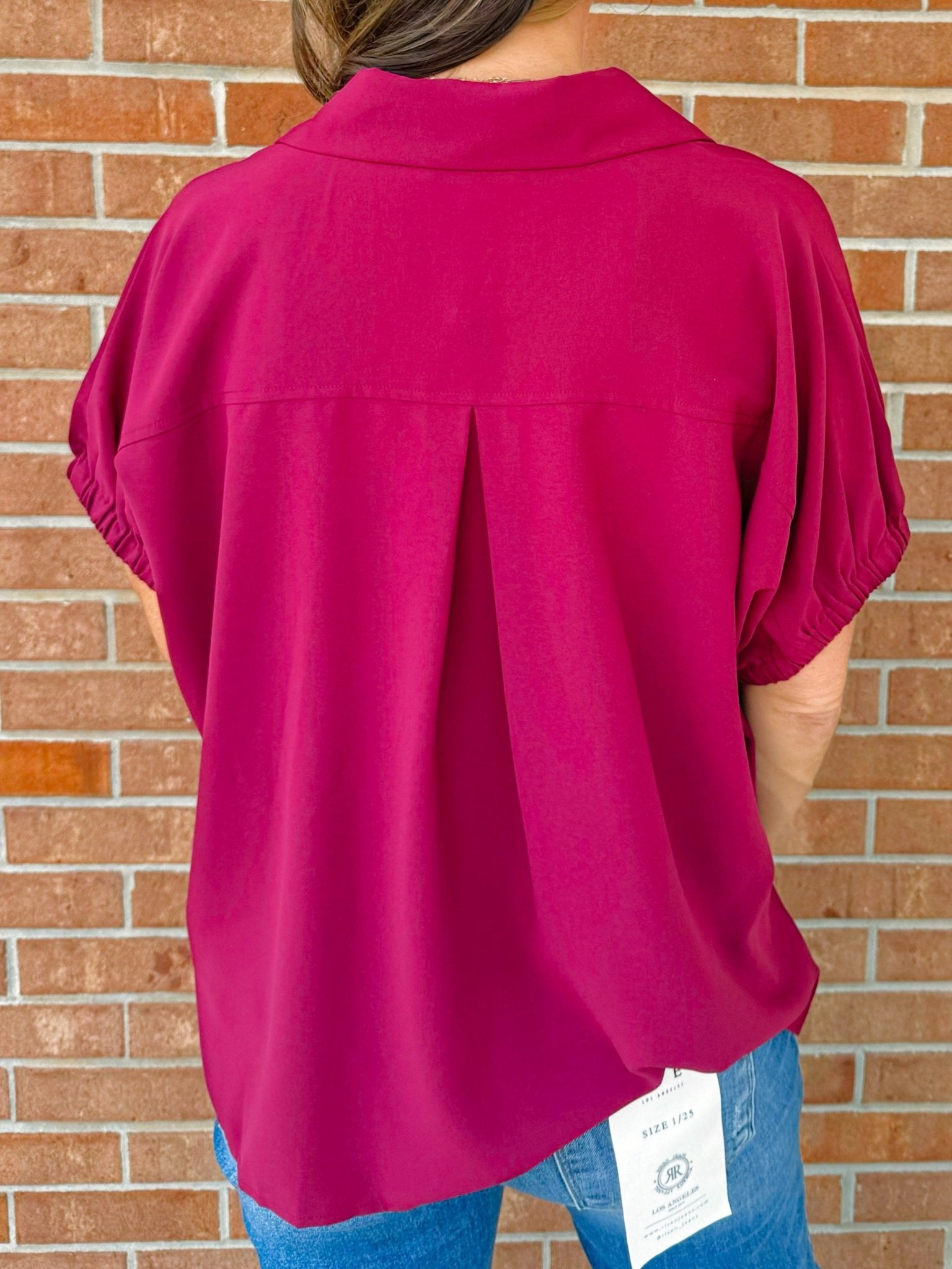 Burgundy Luxe Split Collar Top - Jessi Jayne Boutique