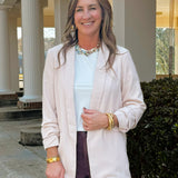 Nude Luxe Gathered - Sleeve Blazer - Jessi Jayne Boutique