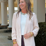 Nude Luxe Gathered - Sleeve Blazer - Jessi Jayne Boutique