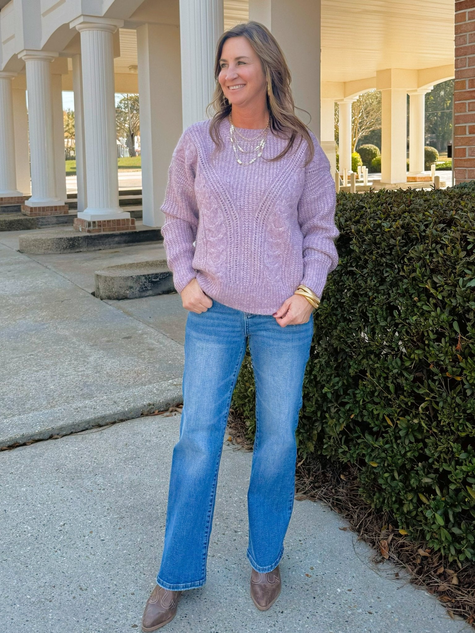 Frosted Cable Cozy Sweater - Jessi Jayne Boutique