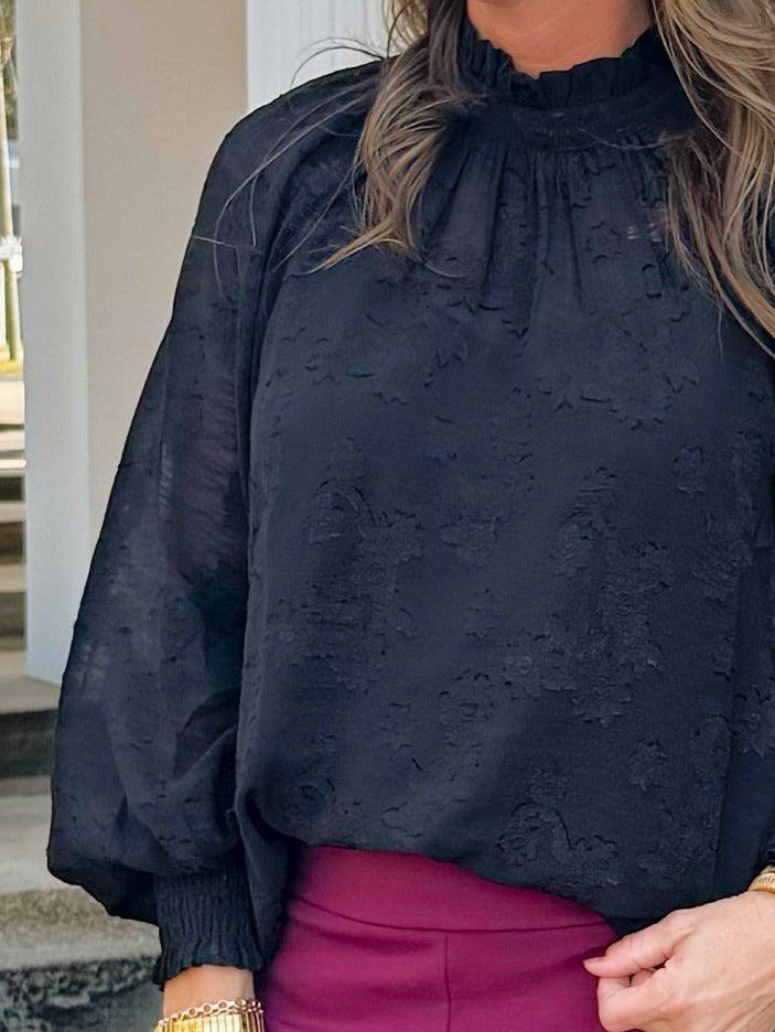 Shadow Garden Textured Blouse - Jessi Jayne Boutique