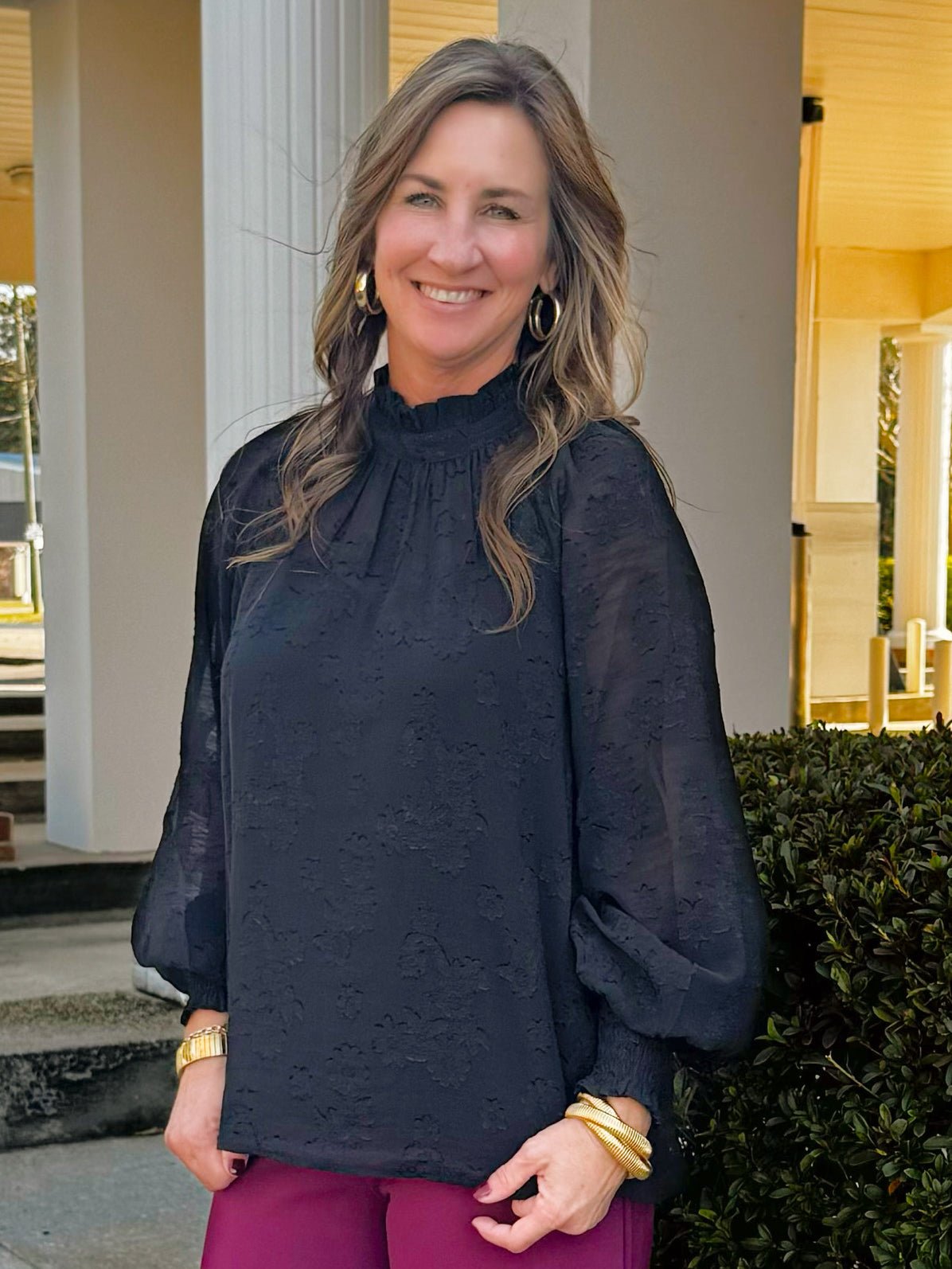 Shadow Garden Textured Blouse - Jessi Jayne Boutique