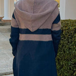 Color Block Mocha Stripe Hooded Cardigan - Jessi Jayne Boutique