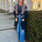 Color Block Mocha Stripe Hooded Cardigan - Jessi Jayne Boutique