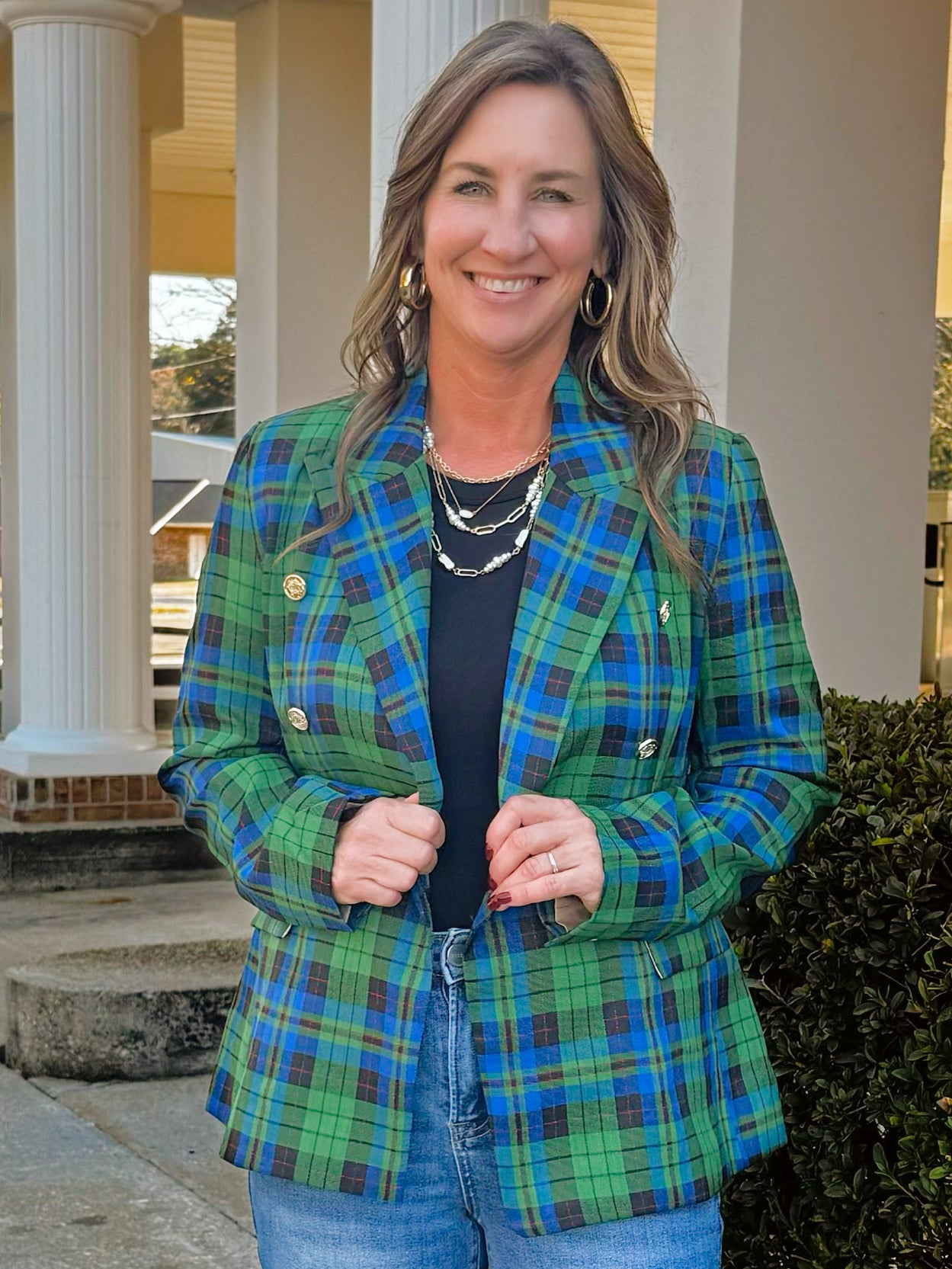Prep School Plaid Double - Breasted Blazer - Jessi Jayne Boutique