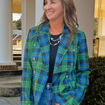 Prep School Plaid Double - Breasted Blazer - Jessi Jayne Boutique