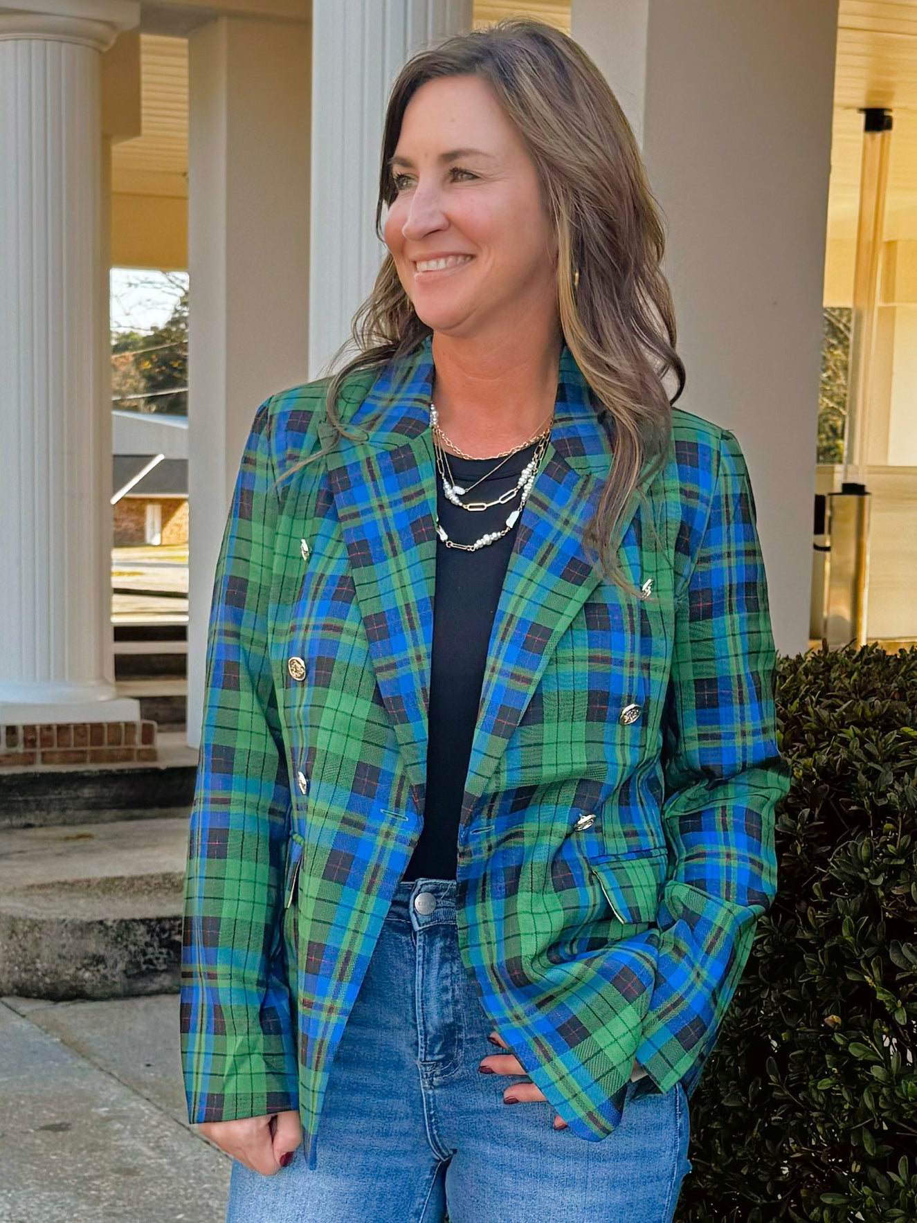 Prep School Plaid Double - Breasted Blazer - Jessi Jayne Boutique