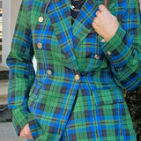 Prep School Plaid Double - Breasted Blazer - Jessi Jayne Boutique