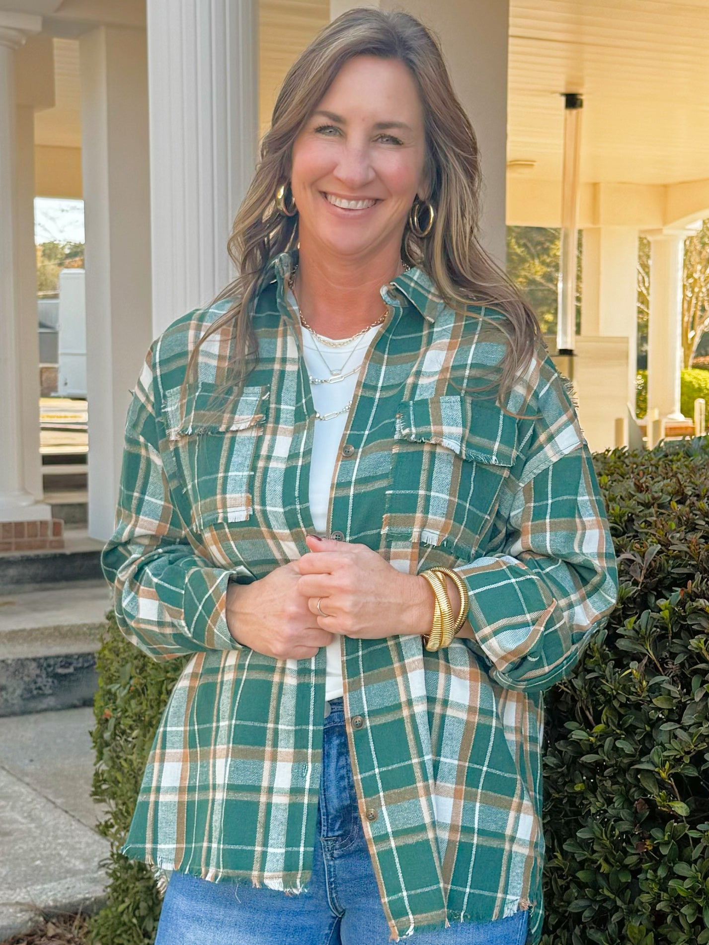 Evergreen Trails Plaid Button - Up Top - Jessi Jayne Boutique