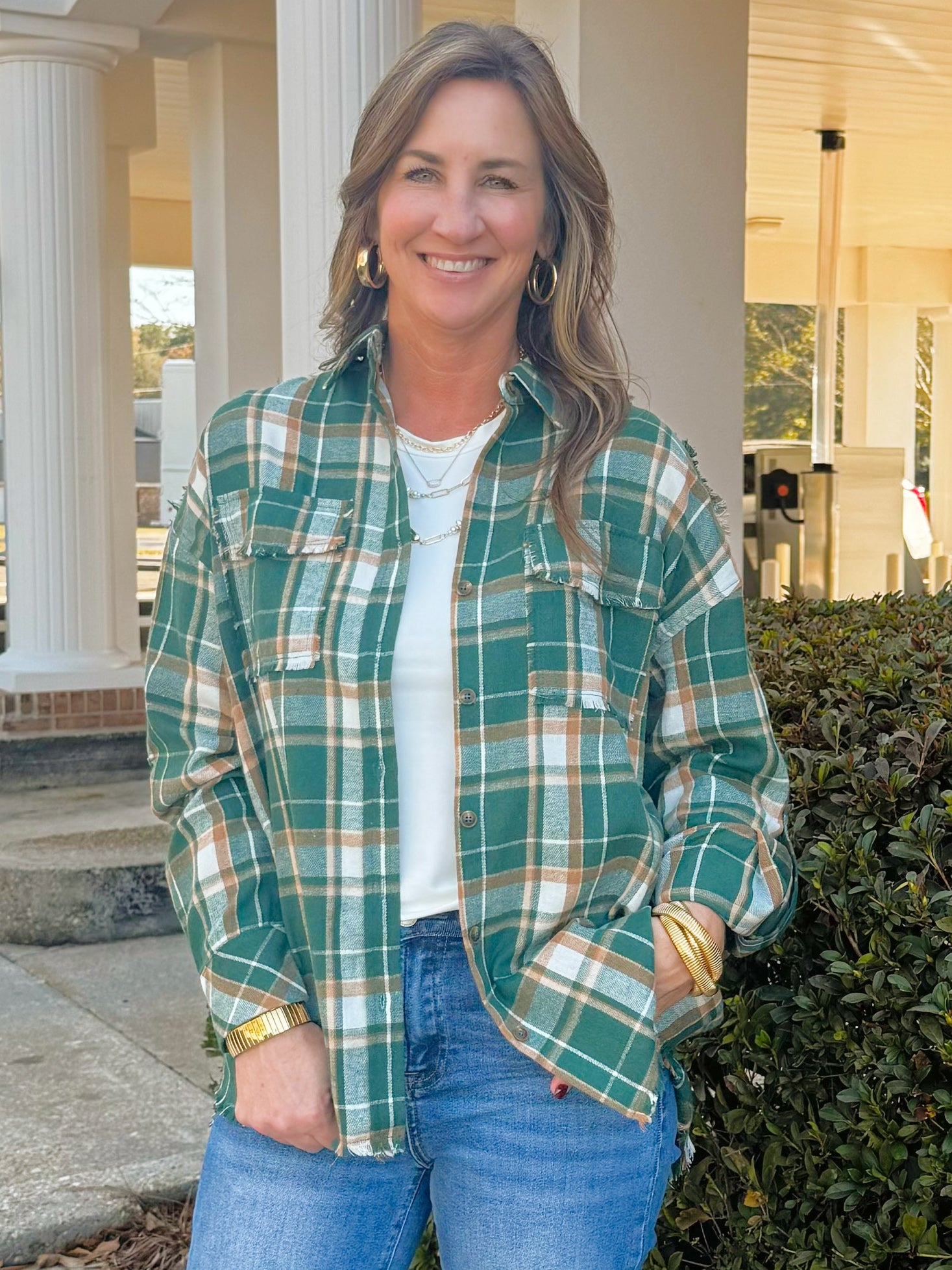 Evergreen Trails Plaid Button - Up Top - Jessi Jayne Boutique