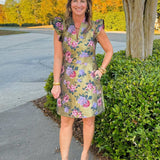 Gilded Rose Ruffle Sleeve Dress - Jessi Jayne Boutique