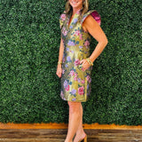 Gilded Rose Ruffle Sleeve Dress - Jessi Jayne Boutique