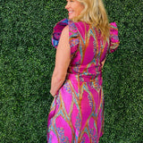 Fuchsia Firework Metallic Dress - Jessi Jayne Boutique