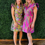 Fuchsia Firework Metallic Dress - Jessi Jayne Boutique