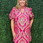 Embroidered Ruby Tapestry Dress - Jessi Jayne Boutique