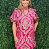 Embroidered Ruby Tapestry Dress - Jessi Jayne Boutique