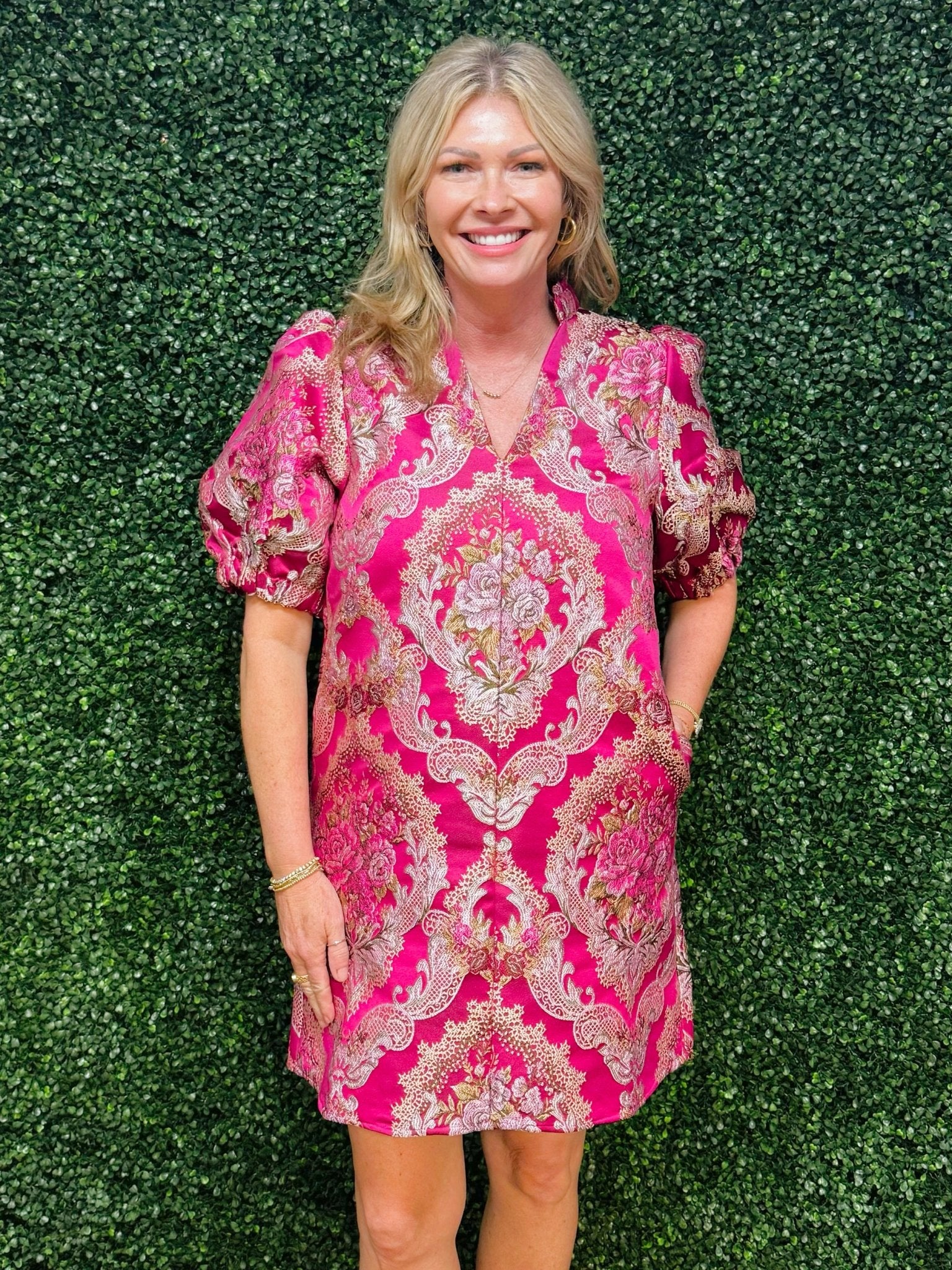 Embroidered Ruby Tapestry Dress - Jessi Jayne Boutique