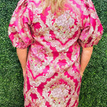 Embroidered Ruby Tapestry Dress - Jessi Jayne Boutique