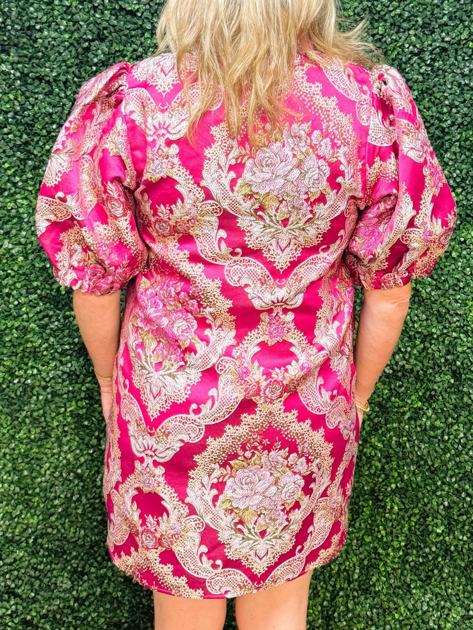 Embroidered Ruby Tapestry Dress - Jessi Jayne Boutique