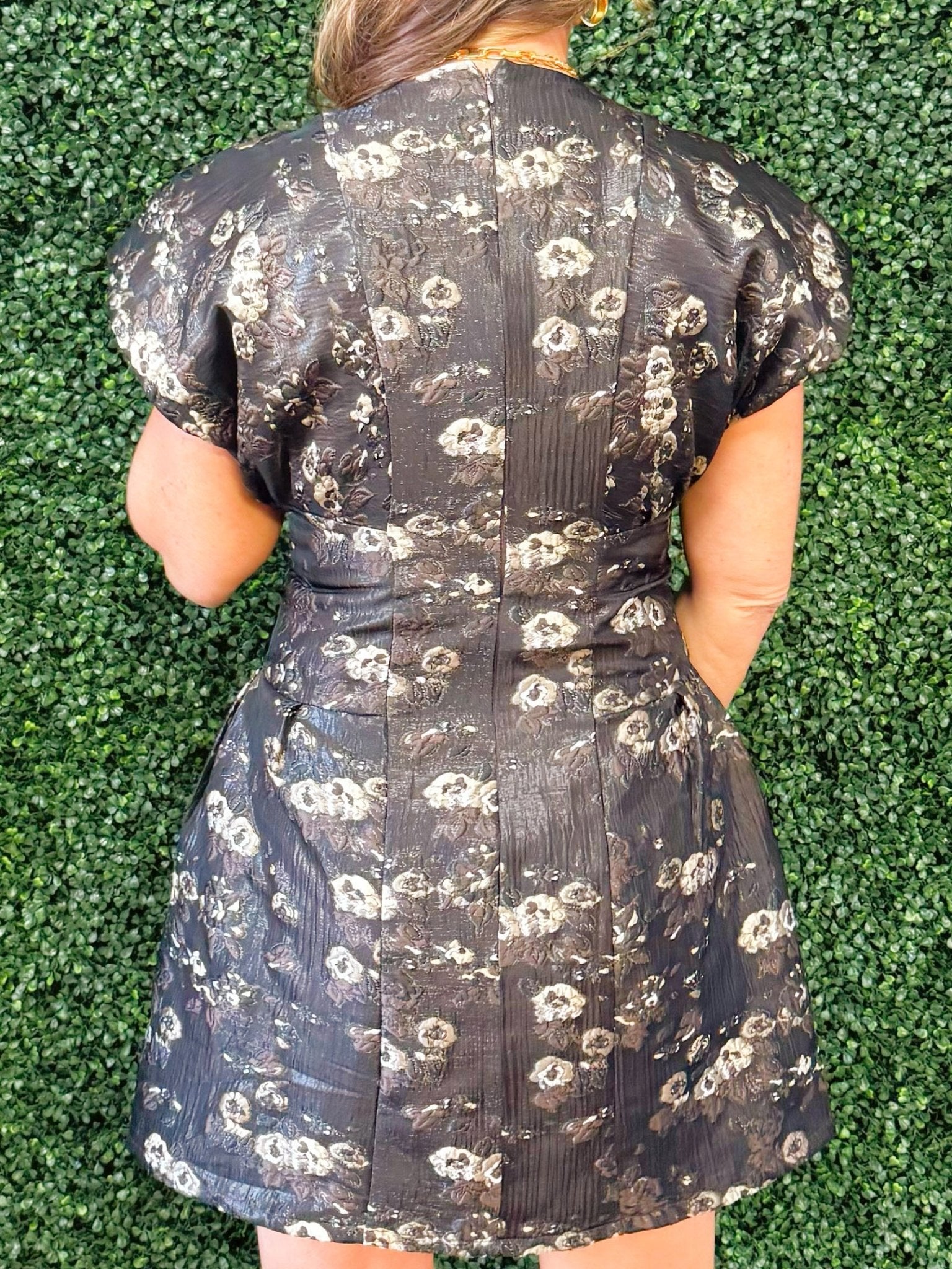 Black Petal Shimmer Dress - Jessi Jayne Boutique