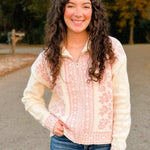 Blush Snowfall Zip Up Sweater - Jessi Jayne Boutique